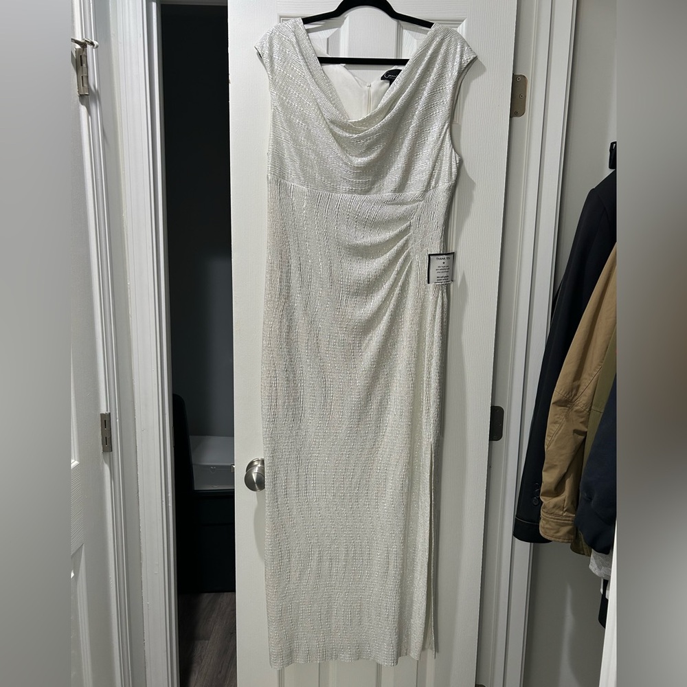 Silver evening gown